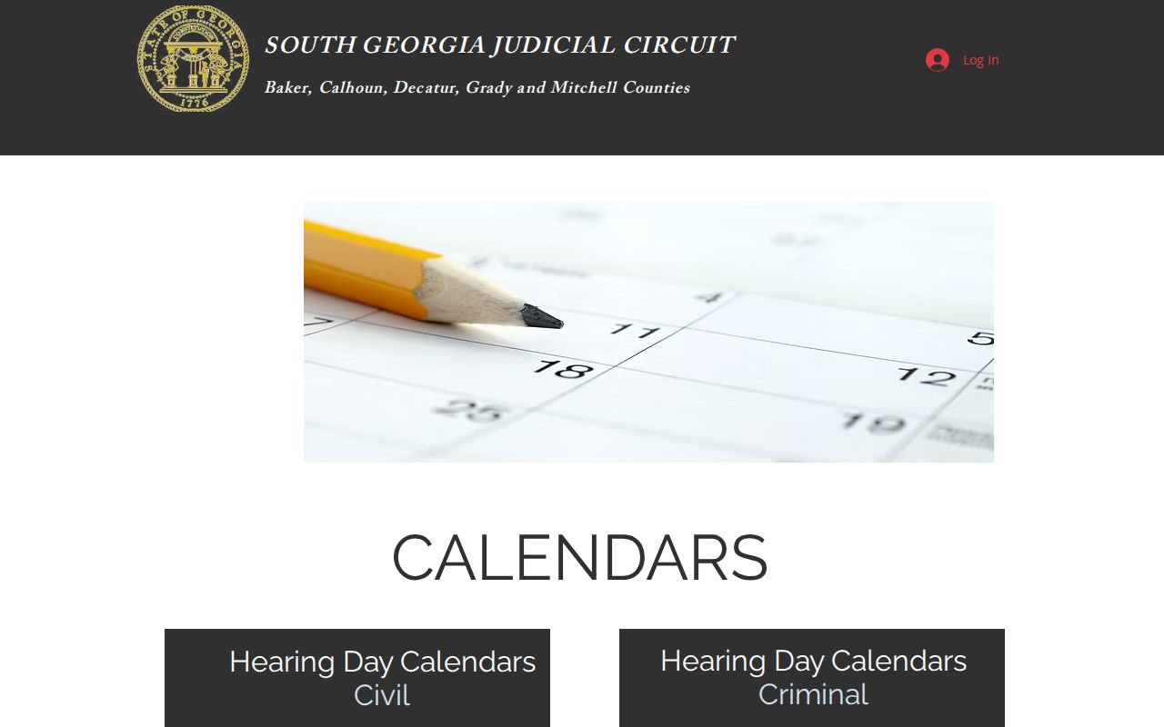 South Georgia Judicial Circuit calendar index for Baker County court dates