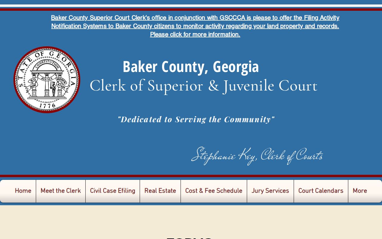 Baker County Clerk official court forms page