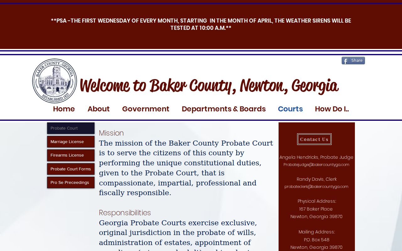 Baker County Probate and Magistrate court docket office