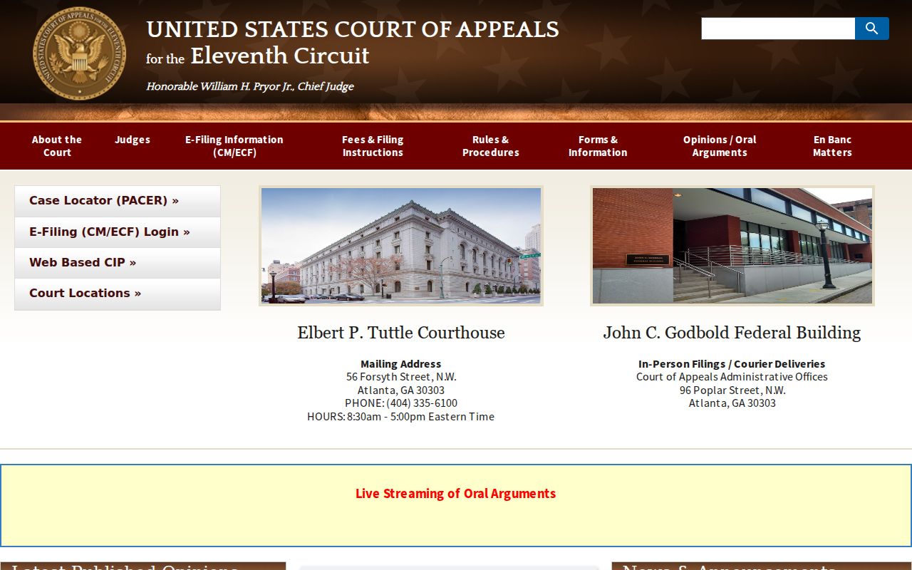Eleventh Circuit source for Baker County federal docket appeals