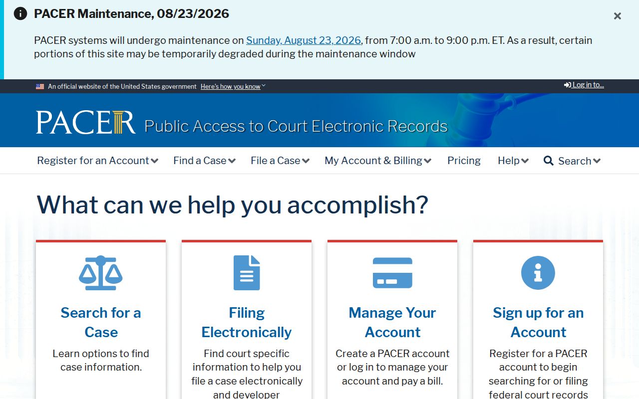 Federal PACER access for Baker County court docket research
